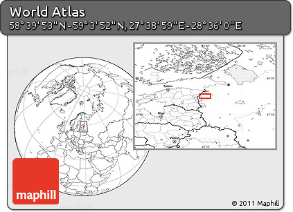 Blank Location Map of the Area around 58° 51' 53" N, 28° 7' 30" E