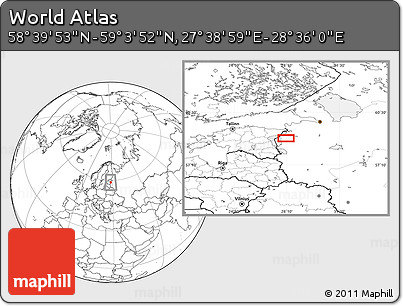 Blank Location Map of the Area around 58° 51' 53" N, 28° 7' 30" E
