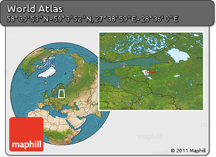 Satellite Location Map of the Area around 58° 51' 53" N, 28° 7' 30" E