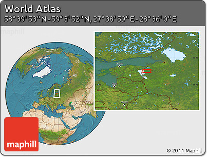 Satellite Location Map of the Area around 58° 51' 53" N, 28° 7' 30" E