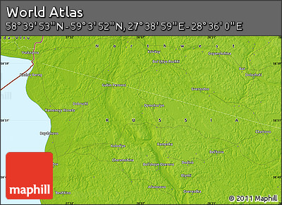 Physical Map of the Area around 58° 51' 53" N, 28° 7' 30" E