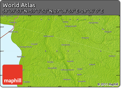 Physical Map of the Area around 58° 51' 53" N, 28° 7' 30" E