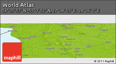 Physical Panoramic Map of the Area around 58° 51' 53" N, 28° 7' 30" E