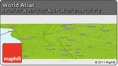 Physical Panoramic Map of the Area around 58° 51' 53" N, 28° 7' 30" E
