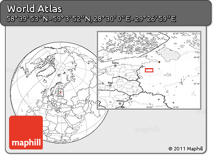 Blank Location Map of the Area around 58° 51' 53" N, 28° 58' 30" E