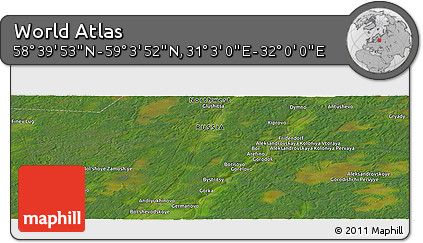 Satellite Panoramic Map of the Area around 58° 51' 53" N, 31° 31' 29" E