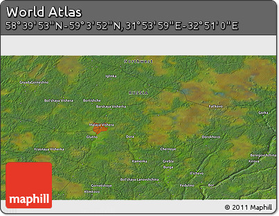 Satellite 3D Map of the Area around 58° 51' 53" N, 32° 22' 30" E