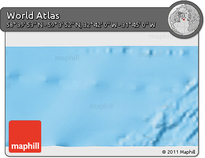 Physical 3D Map of the Area around 58° 51' 53" N, 32° 13' 30" W