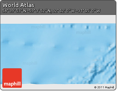 Physical 3D Map of the Area around 58° 51' 53" N, 32° 13' 30" W