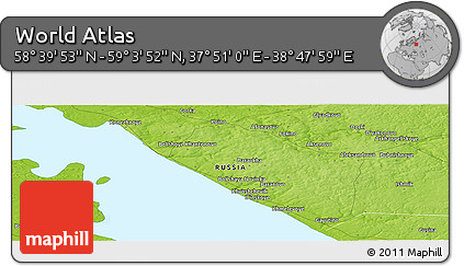 Physical Panoramic Map of the Area around 58° 51' 53" N, 38° 19' 30" E