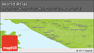 Physical Panoramic Map of the Area around 58° 51' 53" N, 38° 19' 30" E