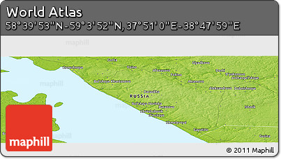 Physical Panoramic Map of the Area around 58° 51' 53" N, 38° 19' 30" E