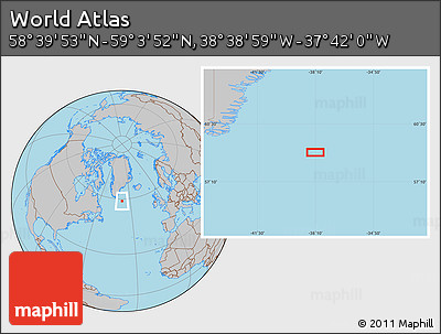 Gray Location Map of the Area around 58° 51' 53" N, 38° 10' 29" W