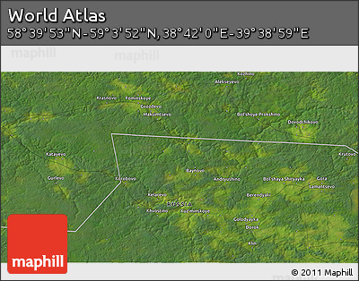 Satellite 3D Map of the Area around 58° 51' 53" N, 39° 10' 29" E