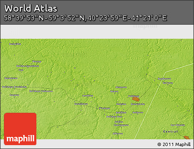 Physical 3D Map of the Area around 58° 51' 53" N, 40° 52' 30" E