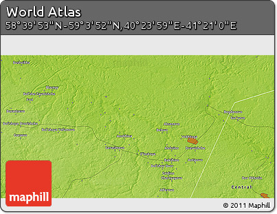 Physical 3D Map of the Area around 58° 51' 53" N, 40° 52' 30" E