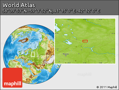 Physical Location Map of the Area around 58° 51' 53" N, 41° 43' 30" E