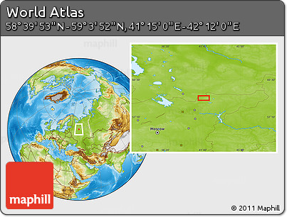 Physical Location Map of the Area around 58° 51' 53" N, 41° 43' 30" E