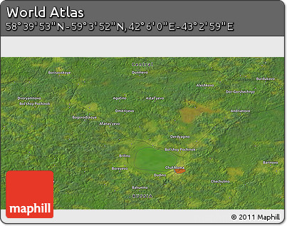 Satellite 3D Map of the Area around 58° 51' 53" N, 42° 34' 30" E