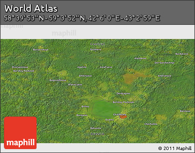 Satellite 3D Map of the Area around 58° 51' 53" N, 42° 34' 30" E