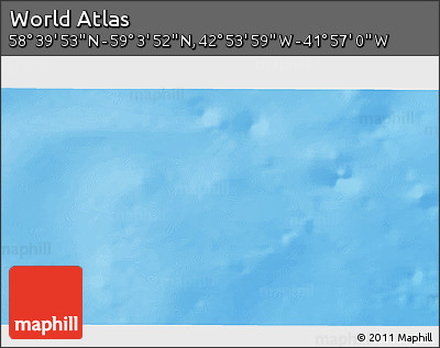 Physical 3D Map of the Area around 58° 51' 53" N, 42° 25' 29" W