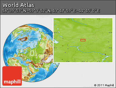 Physical Location Map of the Area around 58° 51' 53" N, 44° 16' 29" E