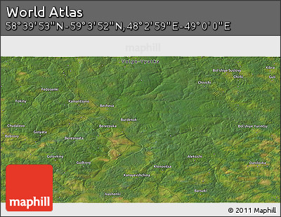 Satellite 3D Map of the Area around 58° 51' 53" N, 48° 31' 29" E