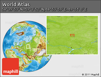 Physical Location Map of the Area around 58° 51' 53" N, 49° 22' 30" E