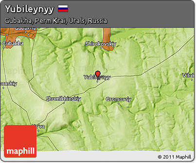 Physical 3D Map of Yubileynyy