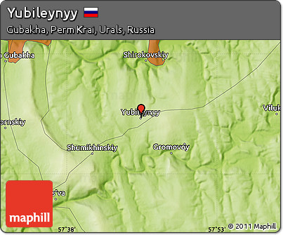 Physical Map of Yubileynyy