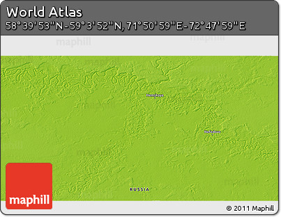Physical 3D Map of the Area around 58° 51' 53" N, 72° 19' 29" E