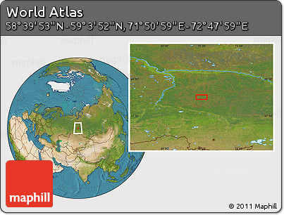 Satellite Location Map of the Area around 58° 51' 53" N, 72° 19' 29" E
