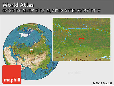 Satellite Location Map of the Area around 58° 51' 53" N, 72° 19' 29" E