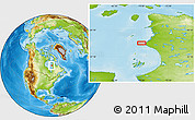 Physical Location Map of the area around 58° 51' 53" N, 78° 58' 29" W