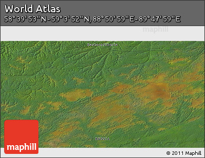 Satellite 3D Map of the Area around 58° 51' 53" N, 89° 19' 29" E