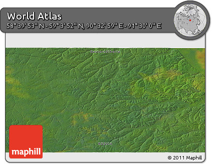 Satellite 3D Map of the Area around 58° 51' 53" N, 91° 1' 30" E