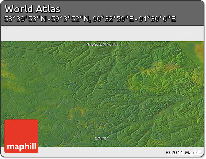 Satellite 3D Map of the Area around 58° 51' 53" N, 91° 1' 30" E