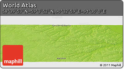 Physical Panoramic Map of the Area around 58° 51' 53" N, 91° 1' 30" E