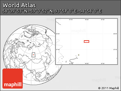 Blank Location Map of the Area around 58° 51' 53" N, 94° 25' 30" E