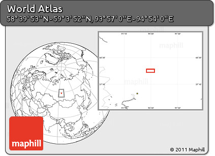 Blank Location Map of the Area around 58° 51' 53" N, 94° 25' 30" E