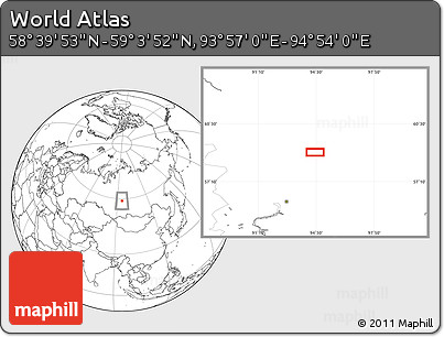 Blank Location Map of the Area around 58° 51' 53" N, 94° 25' 30" E