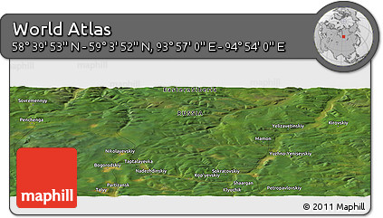 Satellite Panoramic Map of the Area around 58° 51' 53" N, 94° 25' 30" E