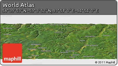 Satellite Panoramic Map of the Area around 58° 51' 53" N, 94° 25' 30" E