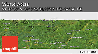 Satellite Panoramic Map of the Area around 58° 51' 53" N, 94° 25' 30" E