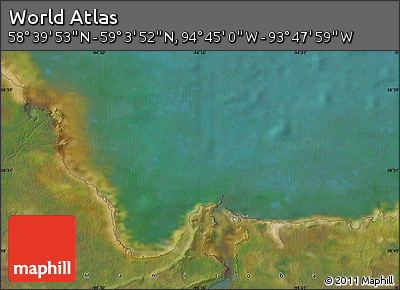 Satellite Map of the Area around 58° 51' 53" N, 94° 16' 30" W