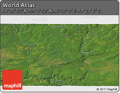 Satellite 3D Map of the Area around 58° 51' 53" N, 96° 58' 29" E