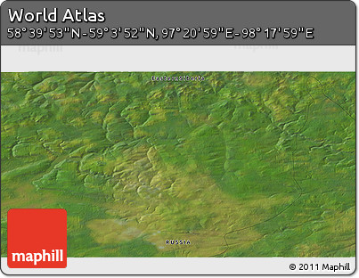 Satellite 3D Map of the Area around 58° 51' 53" N, 97° 49' 29" E