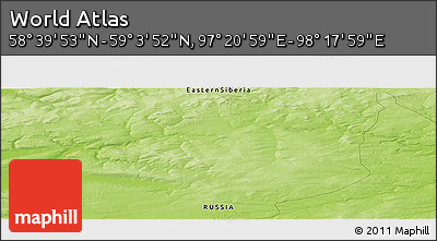 Physical Panoramic Map of the Area around 58° 51' 53" N, 97° 49' 29" E
