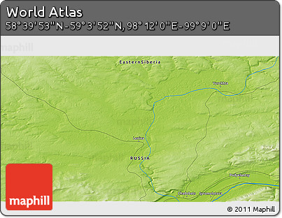 Physical 3D Map of the Area around 58° 51' 53" N, 98° 40' 30" E