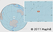 Gray Location Map of the area around 58° 15' 56" S, 101° 13' 29" E, hill shading